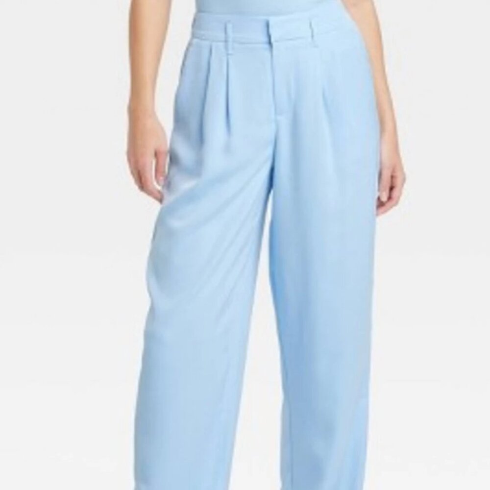 NWT A New Day Women's Powder Blue Wide Leg Satin Dress Pants Sz: 12
